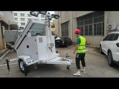 Ηλιακή ενέργεια 4 * 120W LED λαμπτήρα Κινητός φωτεινός πύργος με 7m χειροκίνητο στέλεχος