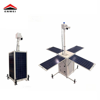 Κινητός πύργος CCTV ταχεία ανάπτυξη Ηλιακός πύργος Cctv με τέσσερα ηλιακά πάνελ 350W για παρακολούθηση χώρων κατασκευής